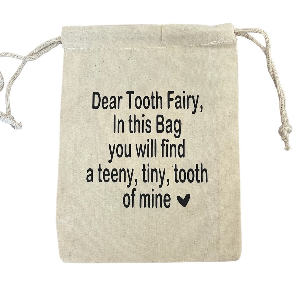 🦷🧚🏻‍♀️Custom Personalized Tooth Fairy Bag Pouch Keepsake Sack w/ Tooth Holder - Picture 2 of 3